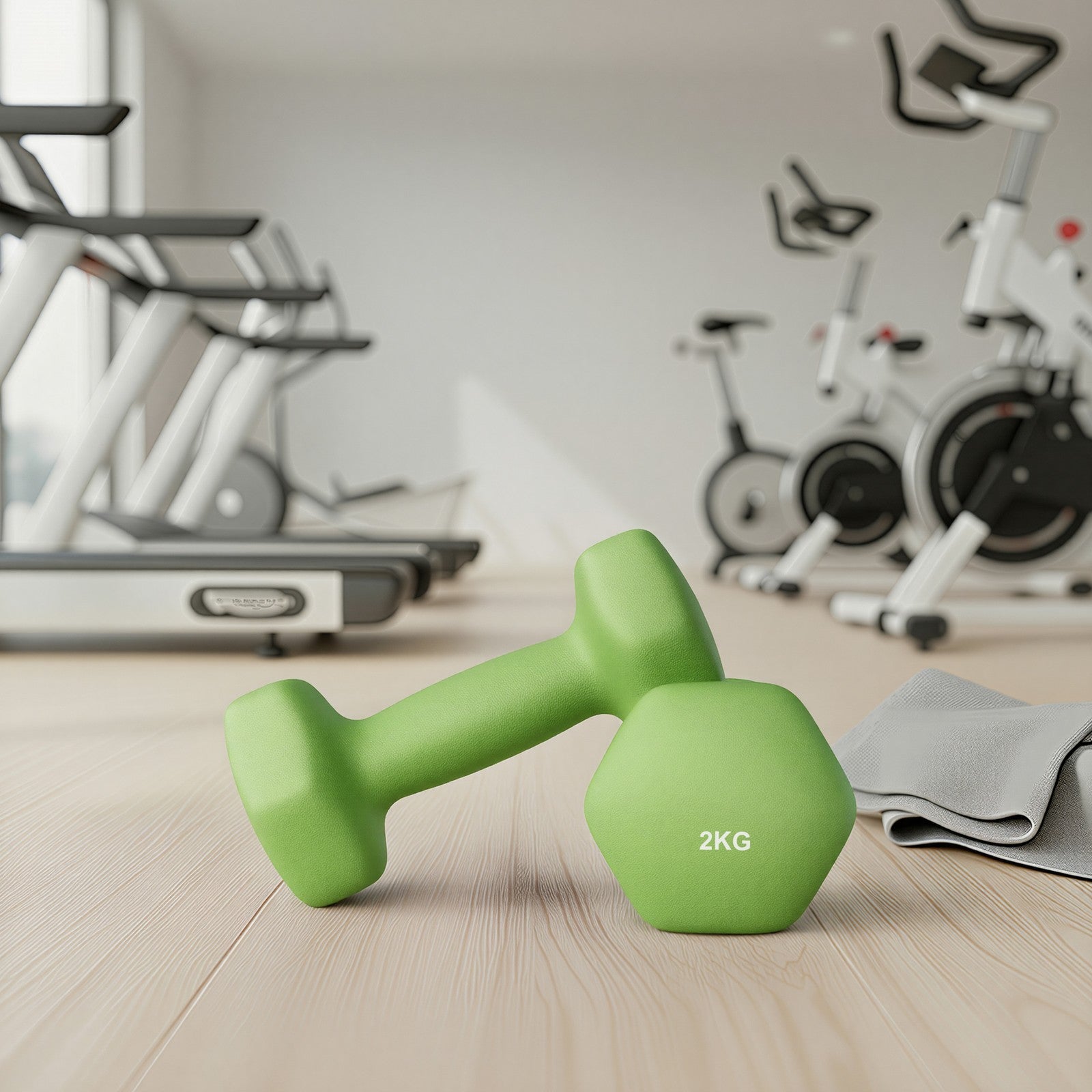 Set of 2 Dumbbells, 2 x 2 kg Neoprene Weights, Hexagonal - image 5