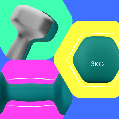 Set of 2 Dumbbells, 2 x 2 kg Neoprene Weights, Hexagonal - image 33