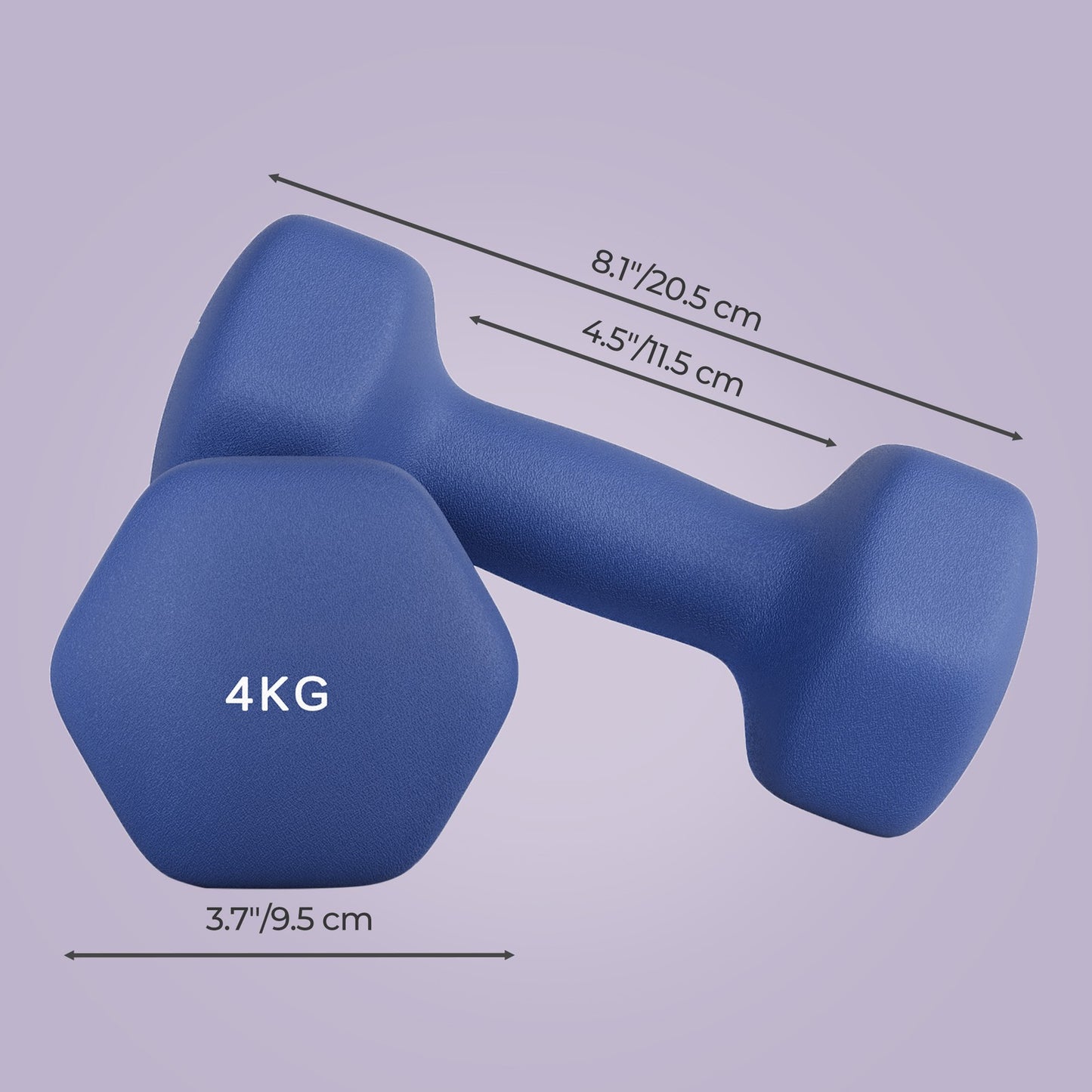 Set of 2 Dumbbells, 2 x 2 kg Neoprene Weights, Hexagonal - image 58