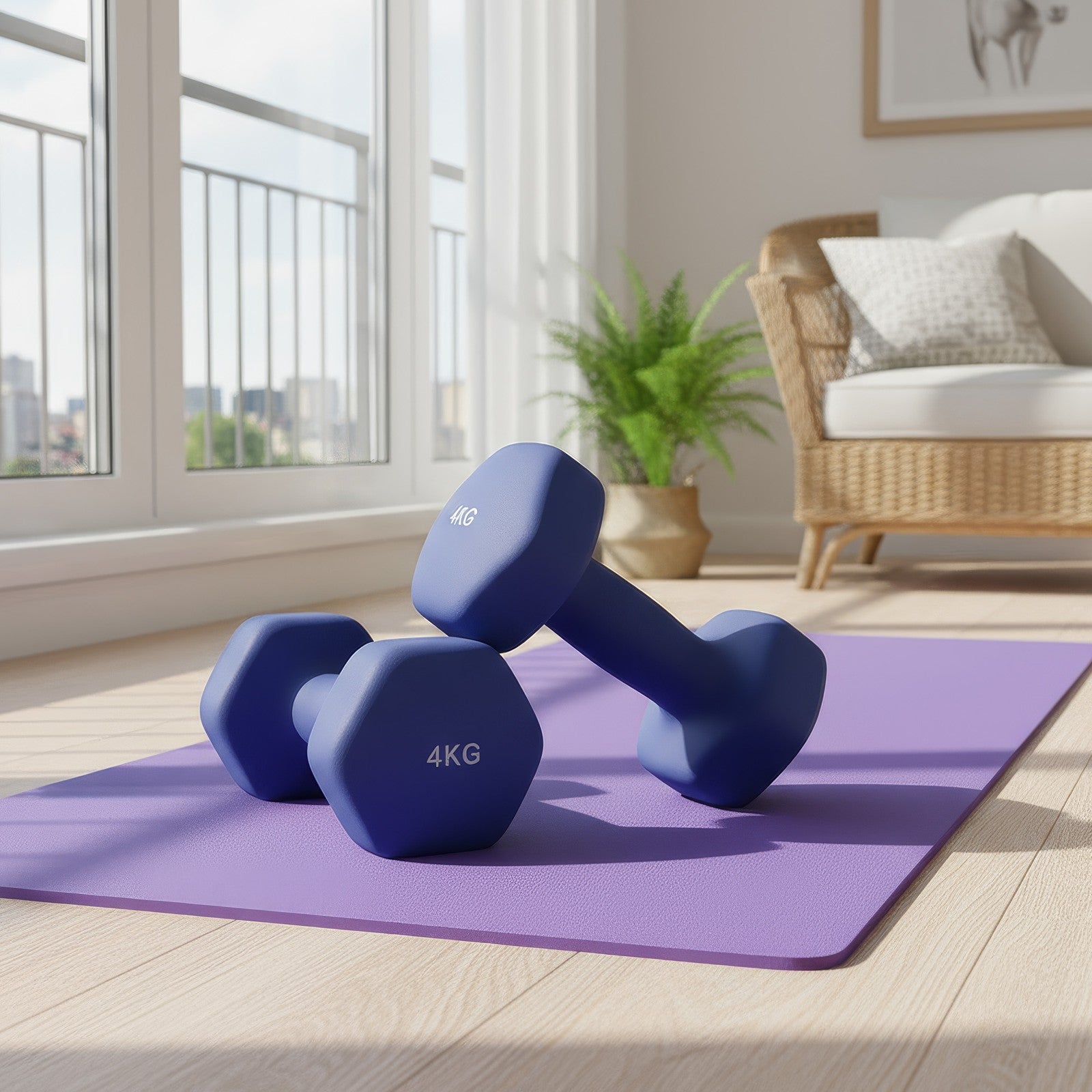 Set of 2 Dumbbells, 2 x 2 kg Neoprene Weights, Hexagonal - image 59