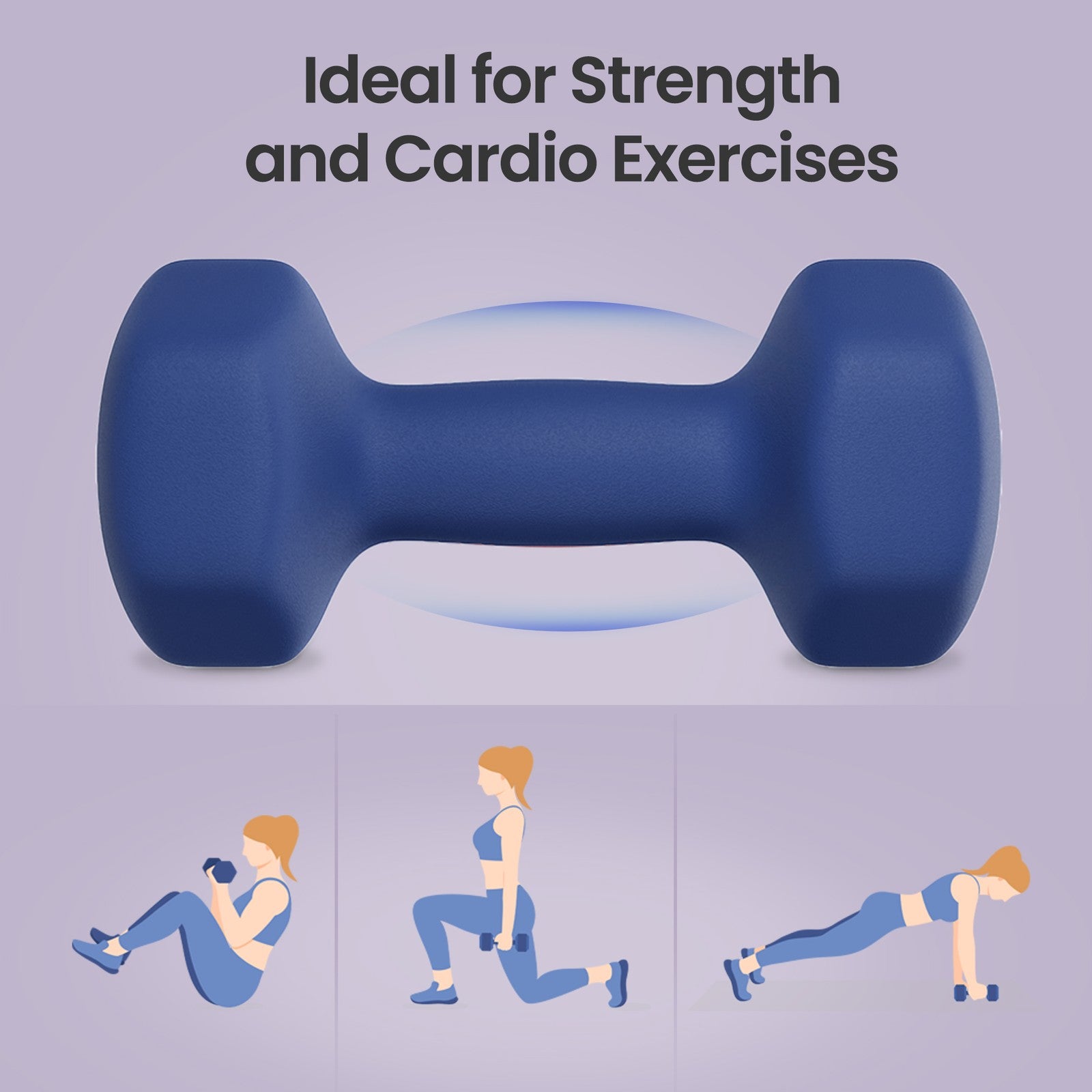Set of 2 Dumbbells, 2 x 2 kg Neoprene Weights, Hexagonal - image 61