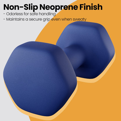 Set of 2 Dumbbells, 2 x 2 kg Neoprene Weights, Hexagonal - image 44