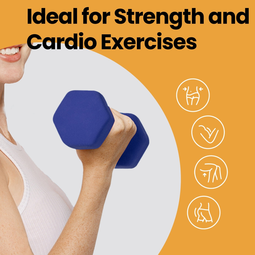 Set of 2 Dumbbells, 2 x 2 kg Neoprene Weights, Hexagonal - image 45