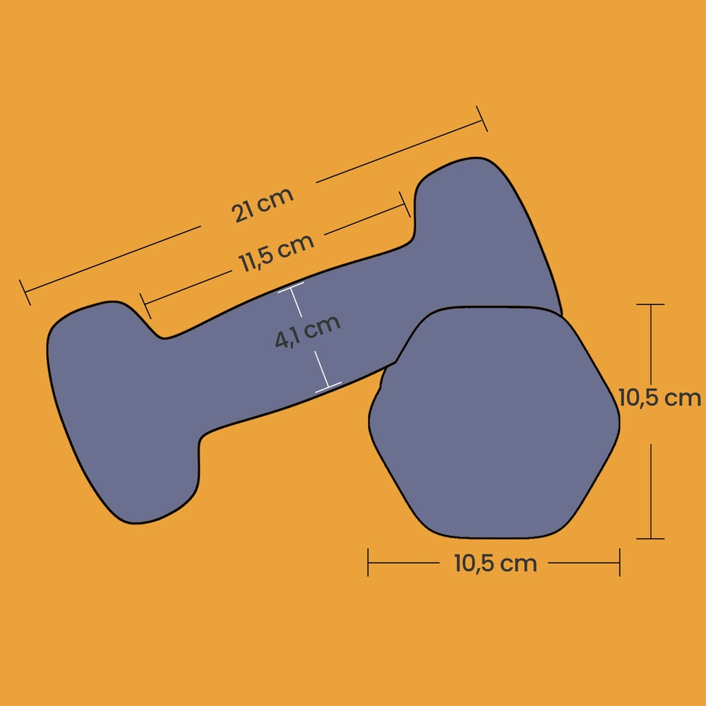 Set of 2 Dumbbells, 2 x 2 kg Neoprene Weights, Hexagonal - image 46
