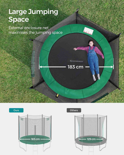 6ft Trampoline with Enclosure Net Dark Green - image 3