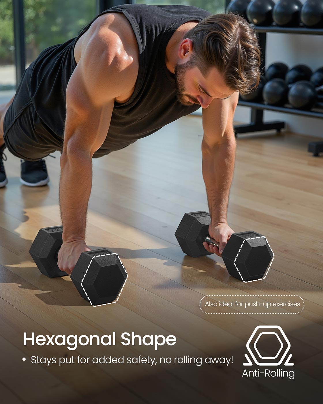 Dumbbell Set Pair of Hexagonal Dumbbells Weightlifting at Home - image 3