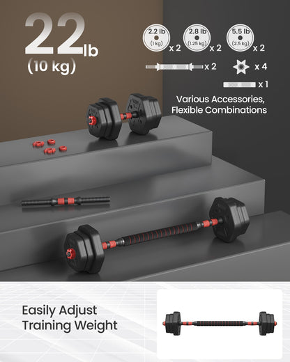 Dumbbell Sets 10 kg Weights Each with Connecting Bar - image 4