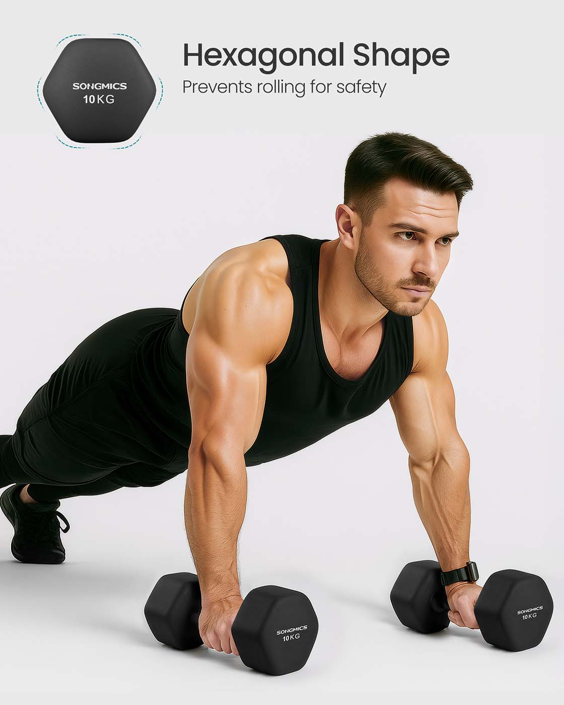 Hex dumbbell set with neoprene coating - image 6