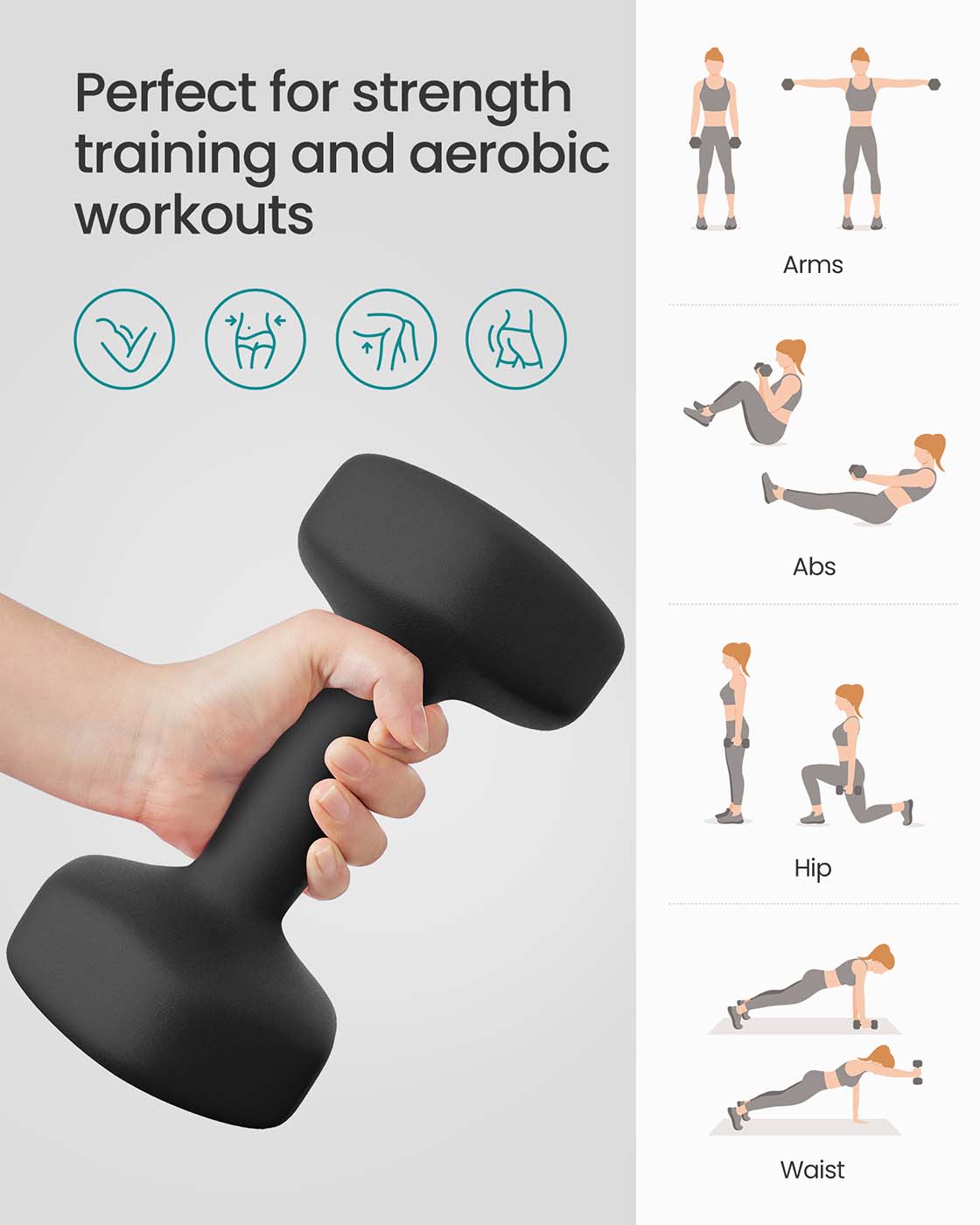 Hex dumbbell set with neoprene coating - image 4