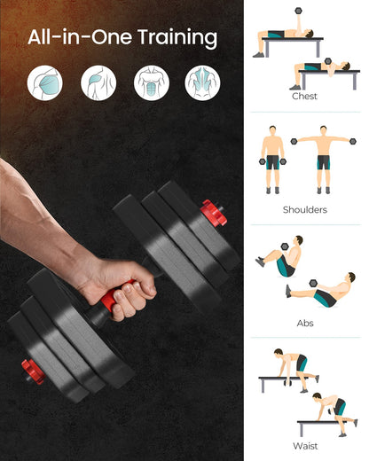 Dumbbell Sets 10 kg Weights Each with Connecting Bar - image 9