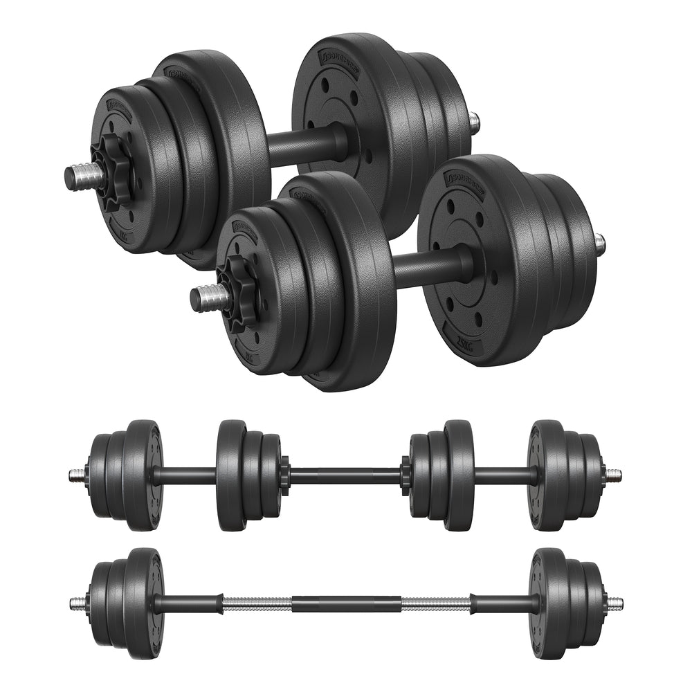Adjustable Dumbbells Set 2 x 10kg, 2-in-1 with Barbell Bar for Home Gym - image 1