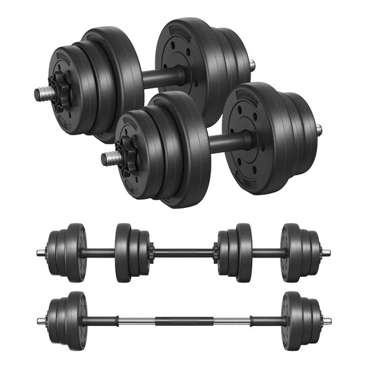 Adjustable Dumbbells Set 2 x 10kg, 2-in-1 with Barbell Bar for Home Gym - image 1