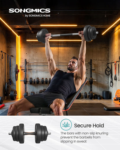 Adjustable Dumbbells Set 2 x 10kg, 2-in-1 with Barbell Bar for Home Gym - image 3