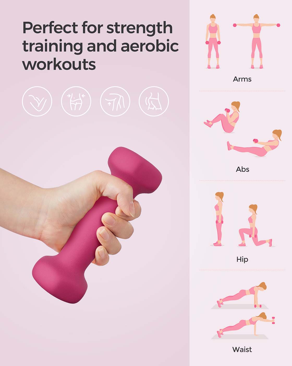 Double Pink Women Dumbbells - image 5