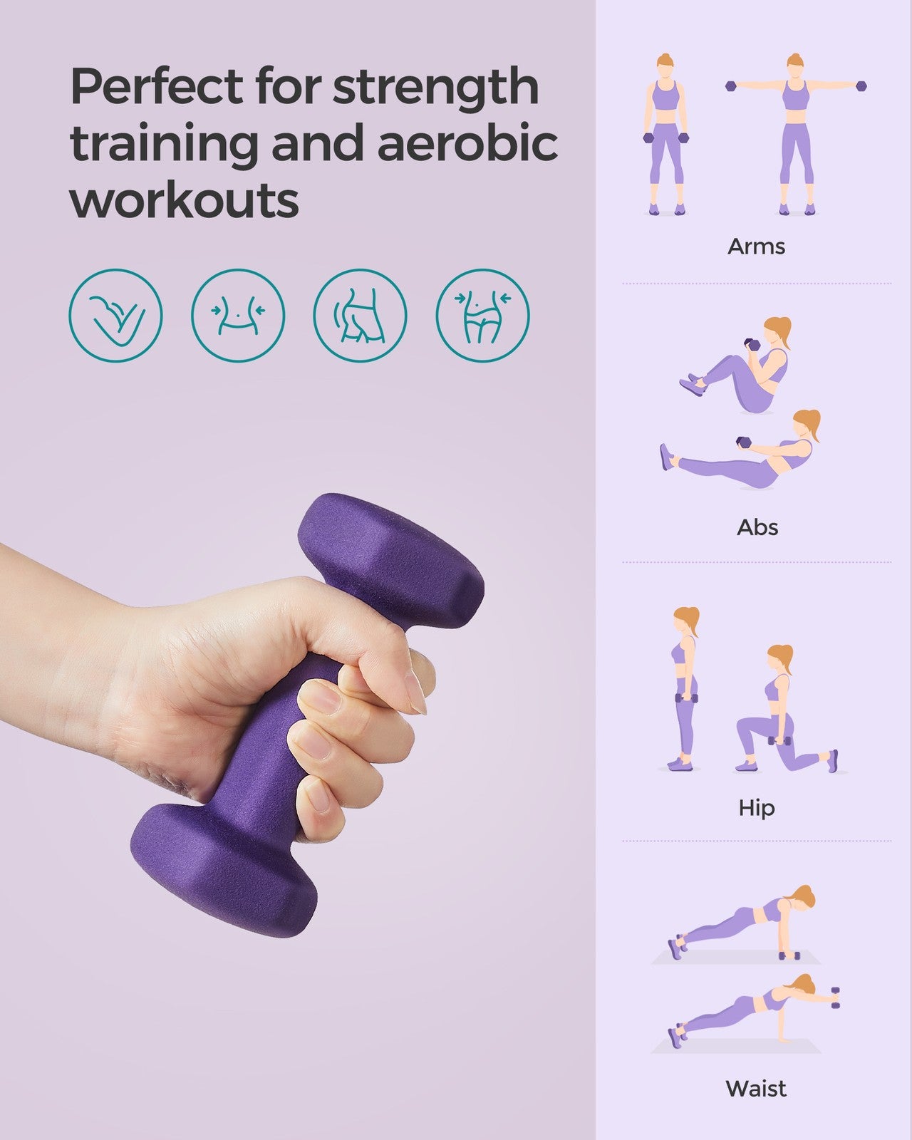 Set of 2 Dumbbells 2 x 1 kg Purple - image 4