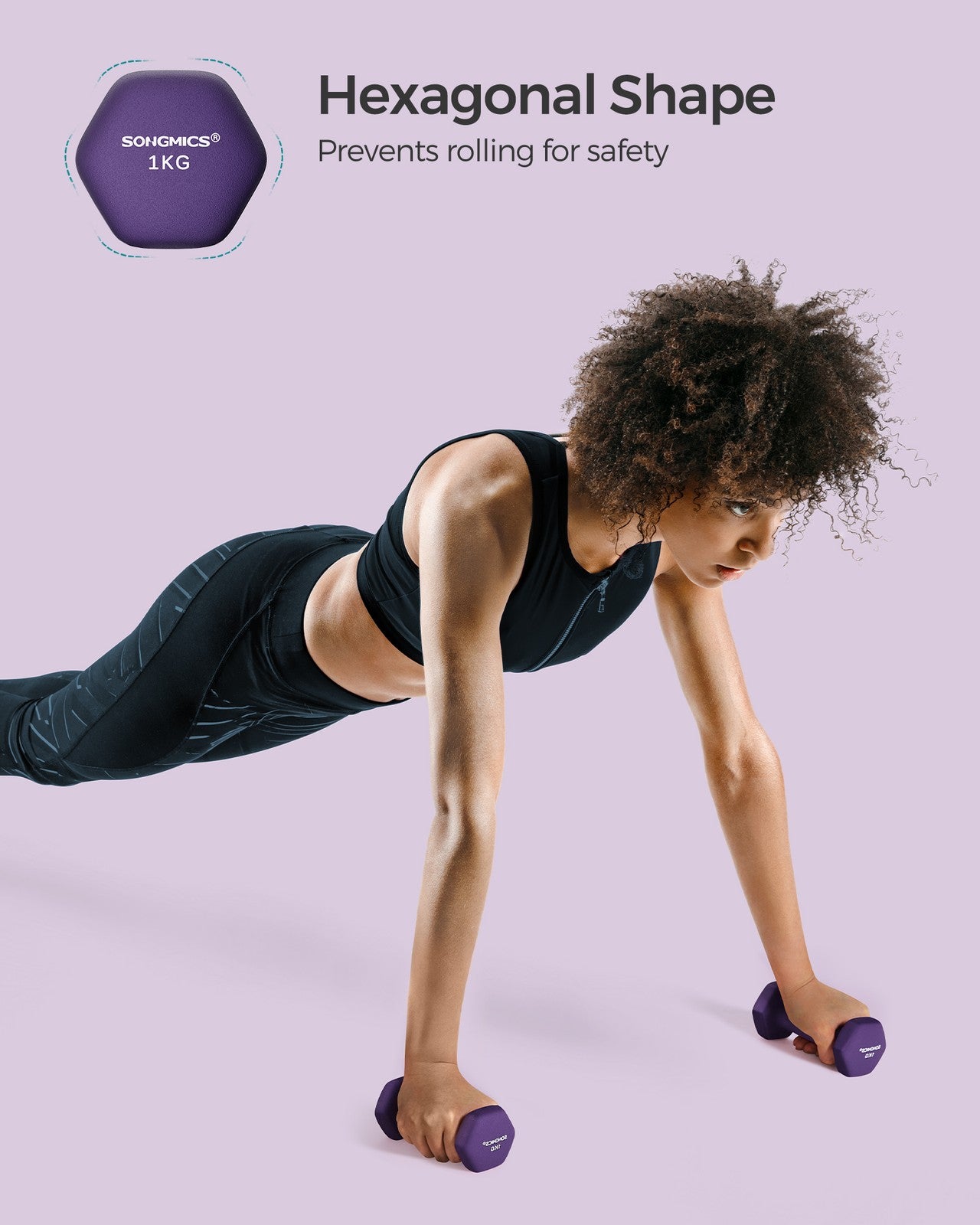 Set of 2 Dumbbells 2 x 1 kg Purple - image 6