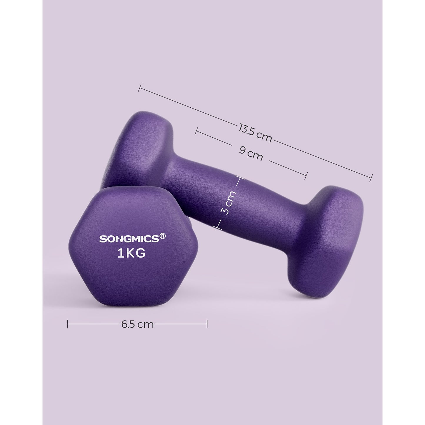Set of 2 Dumbbells 2 x 1 kg Purple - image 7