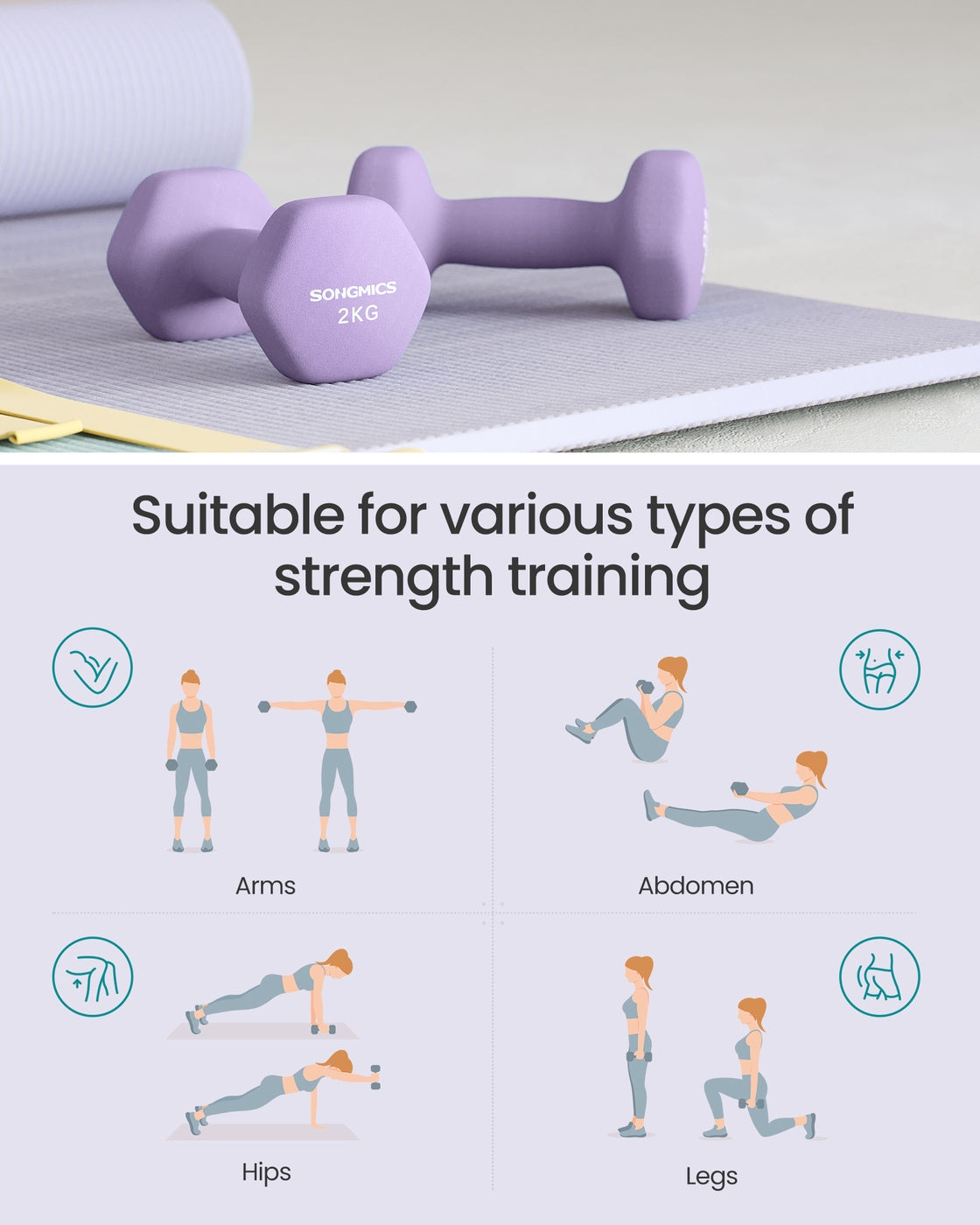 Set of 2 Dumbbells 2 x 1 kg Purple - image 72