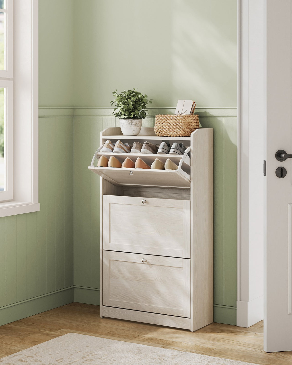 Shoe Cabinet with 3 Flip Drawers