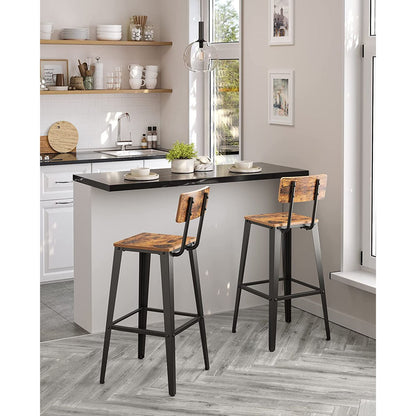 Set of 2 Tall Bar Stools with Back