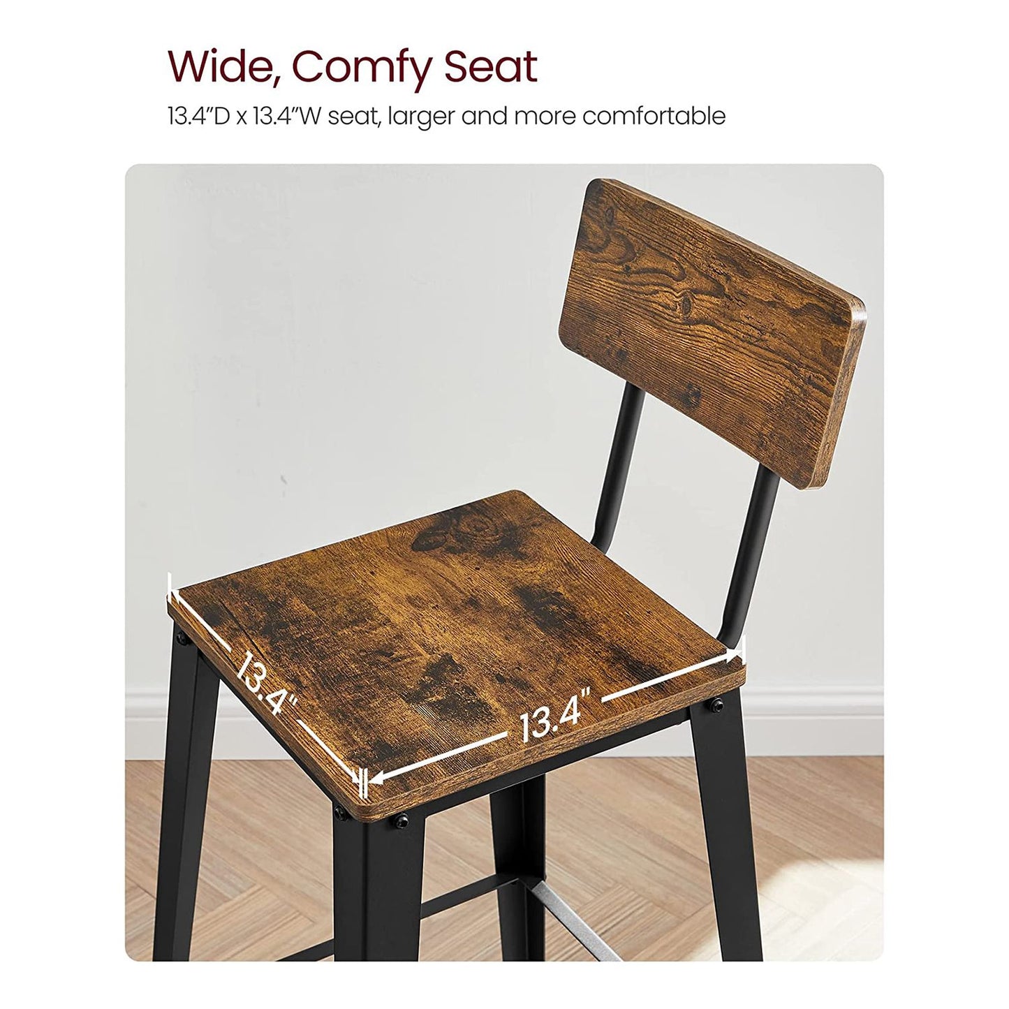 Set of 2 Tall Bar Stools with Back