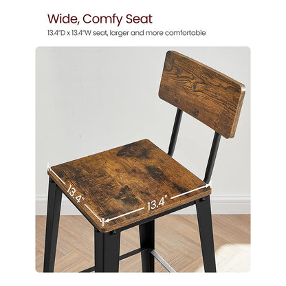 Set of 2 Tall Bar Stools with Back
