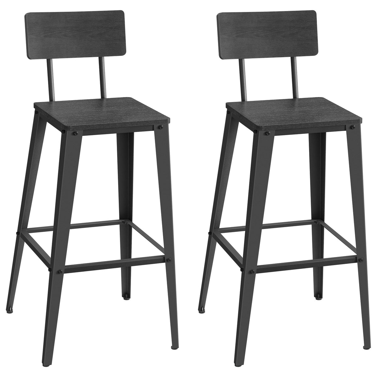 Set of 2 Tall Bar Stools with Back