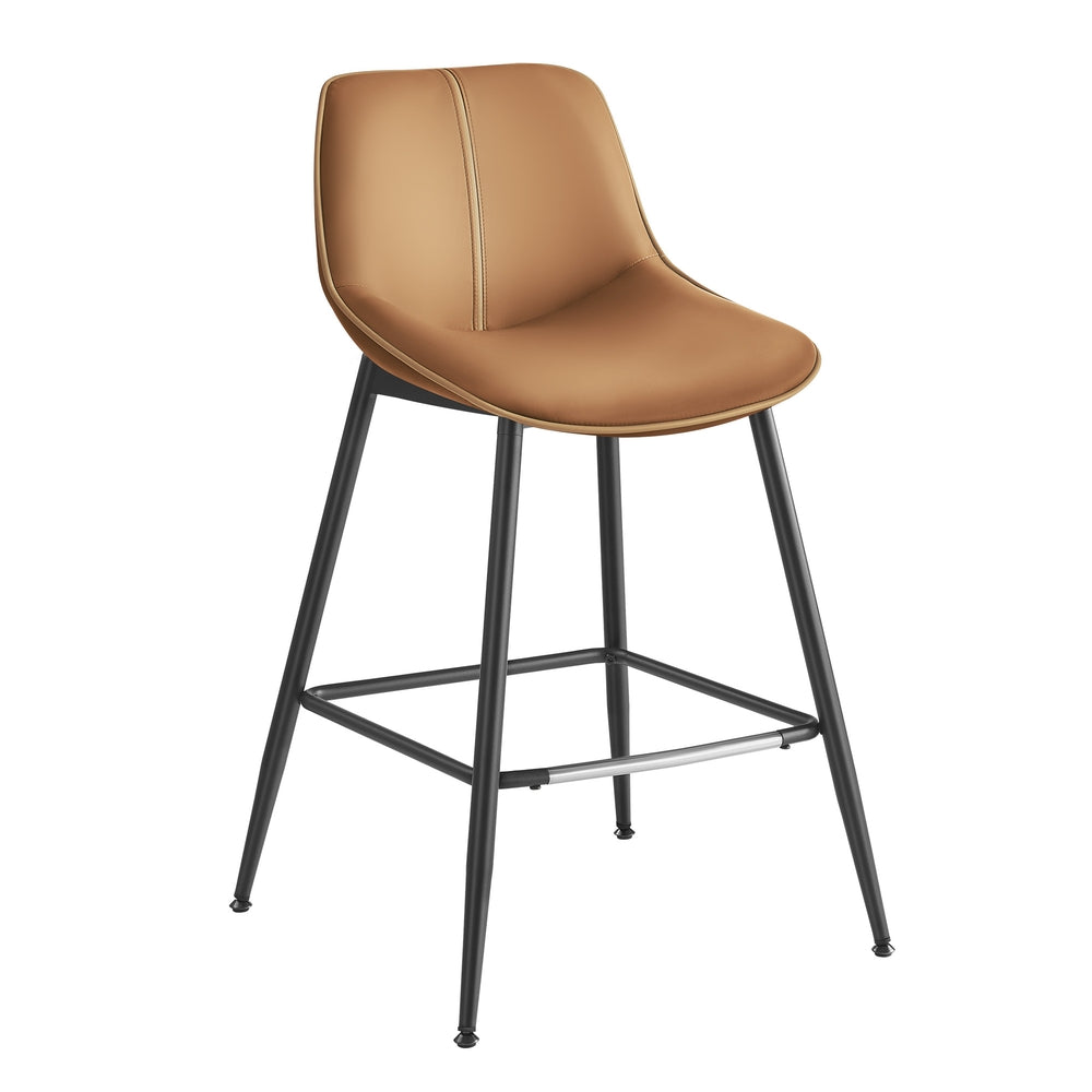 Bar Height Bar Stools with Back Set of 2 - Caramel Brown / 24.4" Counter Height