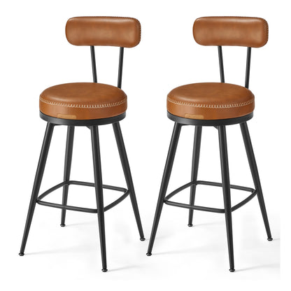 EKHO Collection - Swivel Bar Stools with Backs, 30-Inch Tall - Brown / 21.3"D x 21.3"W x 35.8"H