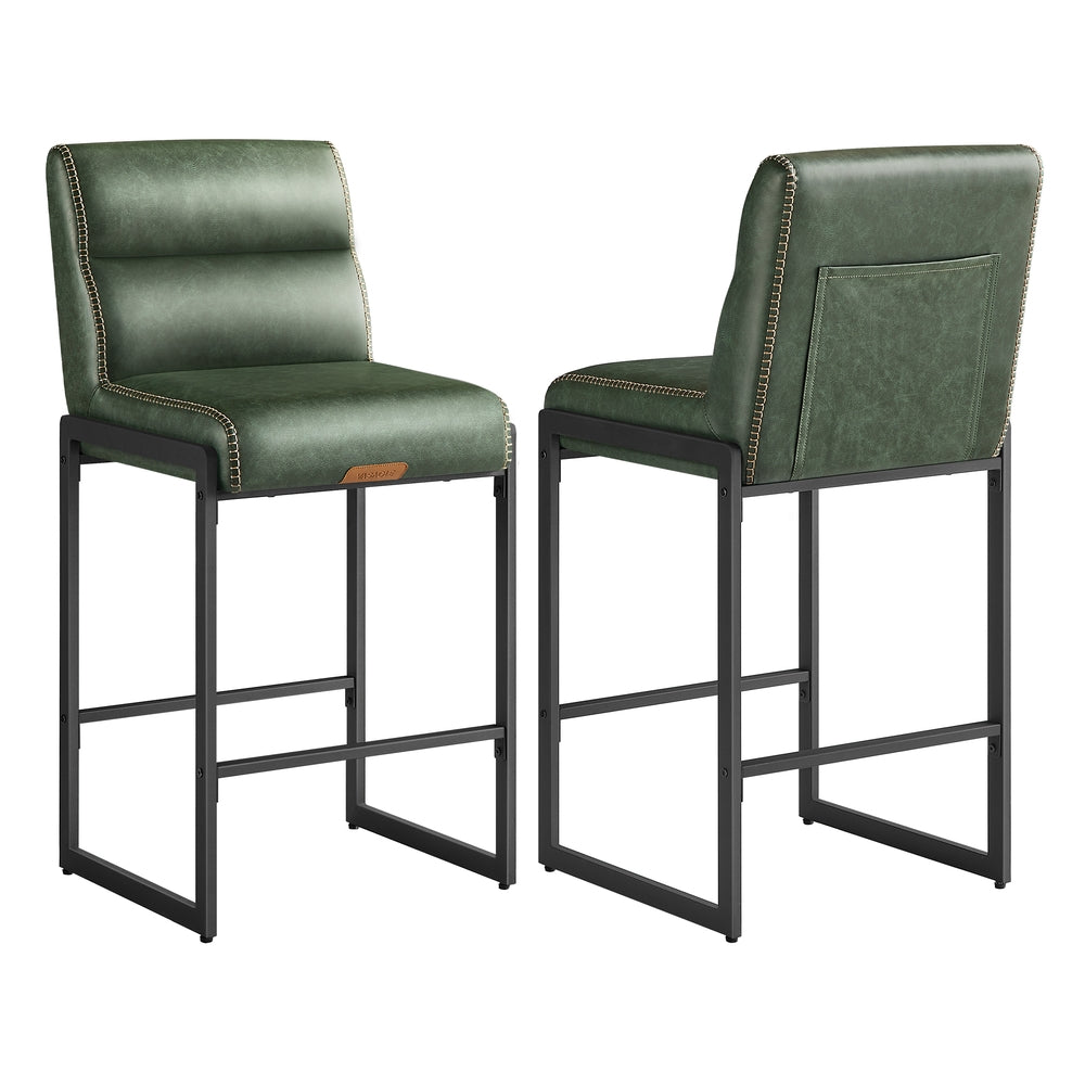 EKHO Collection - Bar Stools Set of 2, Counter Height Stools with Backs, Forest Green
