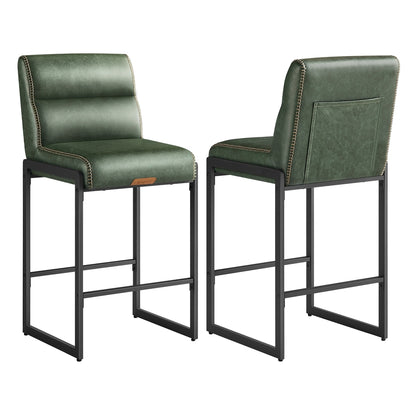 EKHO Collection - Bar Stools Set of 2, Counter Height Stools with Backs, Forest Green