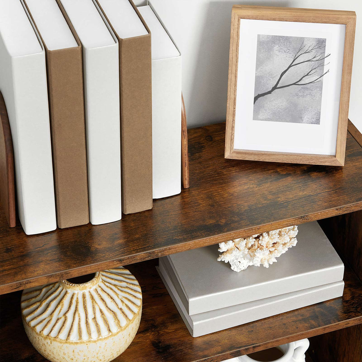 Bookshelf, Open Bookcase with Adjustable Storage Shelves, Floor Standing Unit