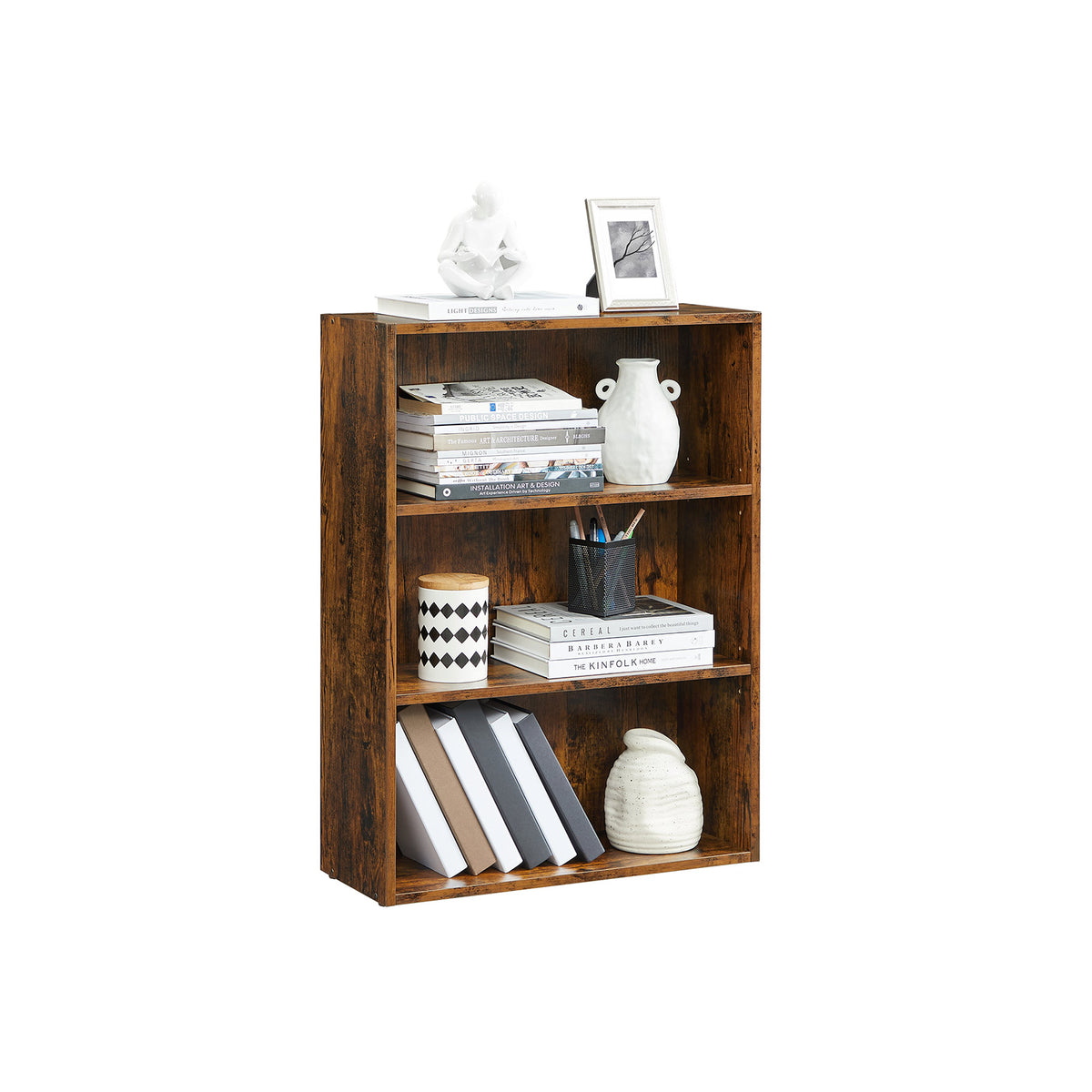 Bookshelf, Open Bookcase with Adjustable Storage Shelves, Floor Standing Unit