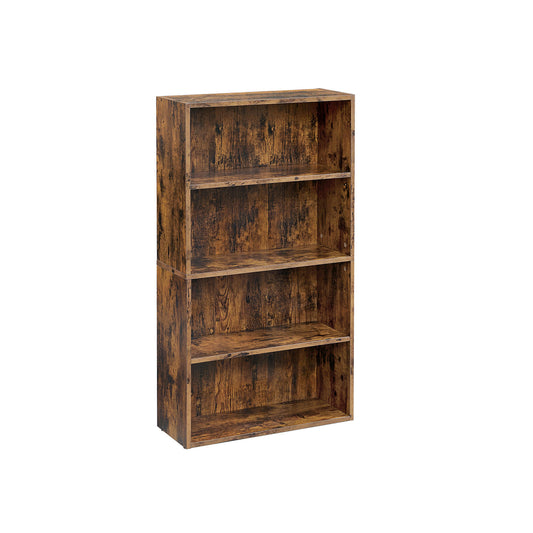 4-Tier Open Bookcase with Adjustable Storage Shelves - HWLEXTRA 
