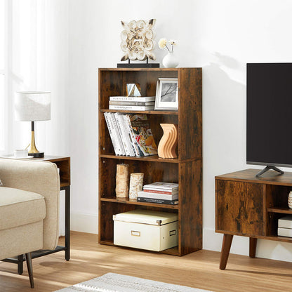 4-Tier Open Bookcase with Adjustable Storage Shelves - HWLEXTRA 