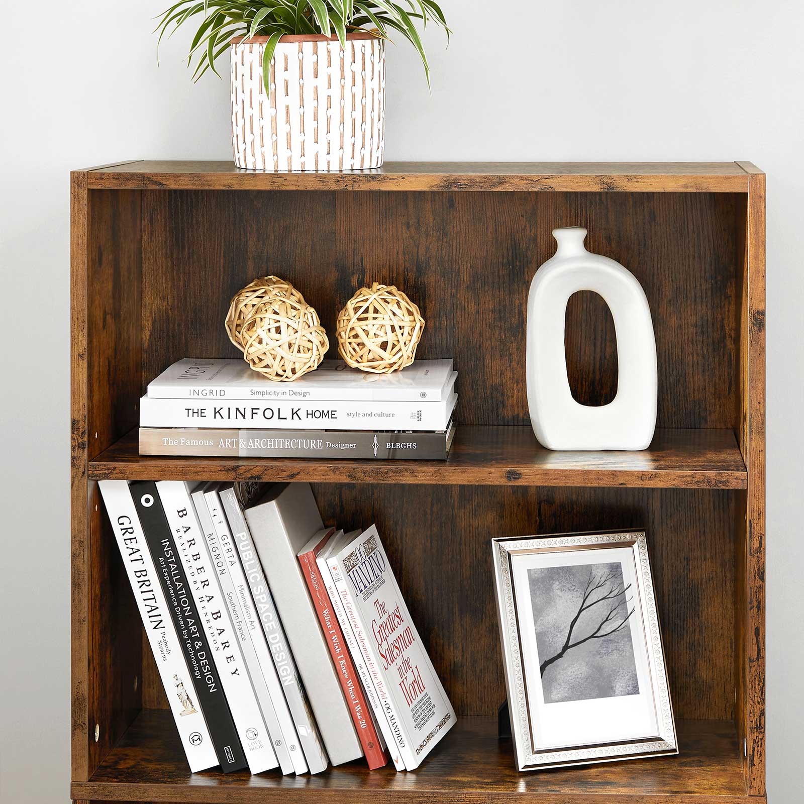 4-Tier Open Bookcase with Adjustable Storage Shelves - HWLEXTRA 