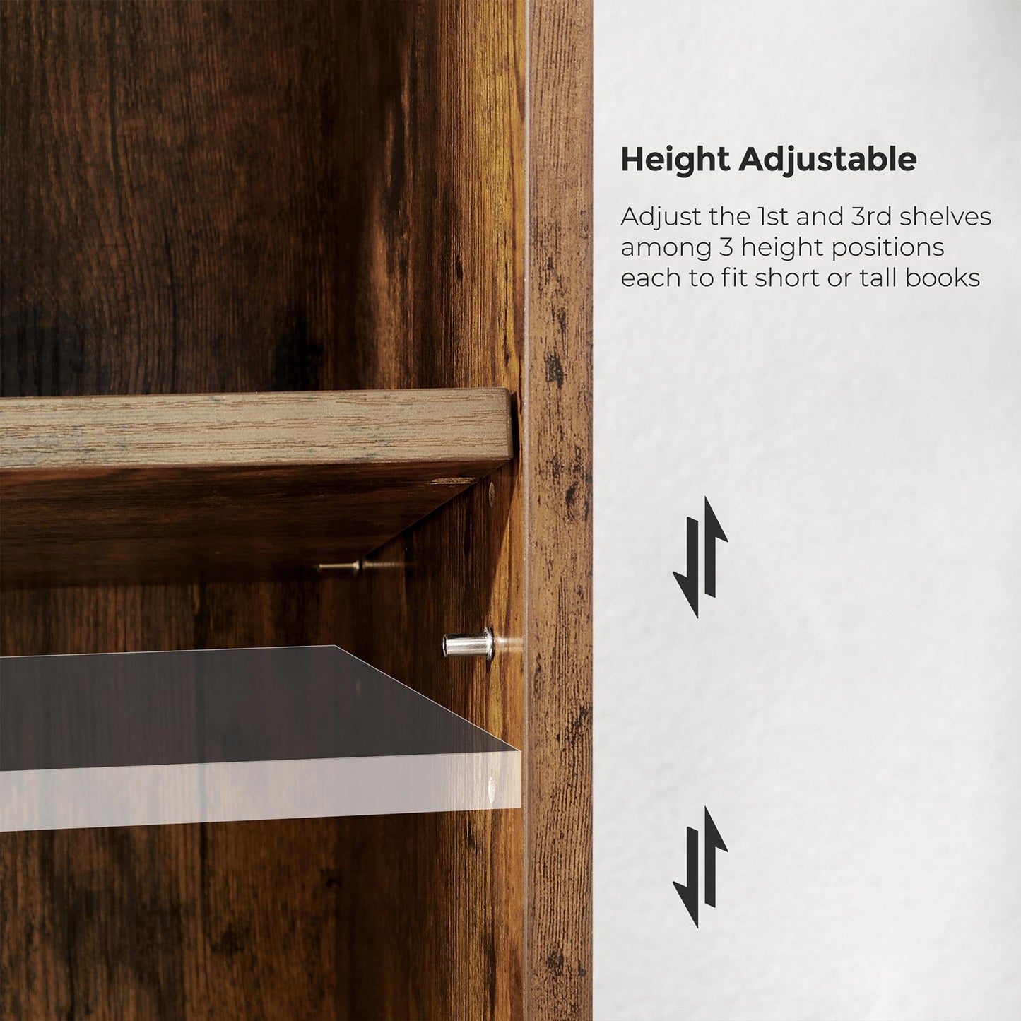 4-Tier Open Bookcase with Adjustable Storage Shelves - HWLEXTRA 