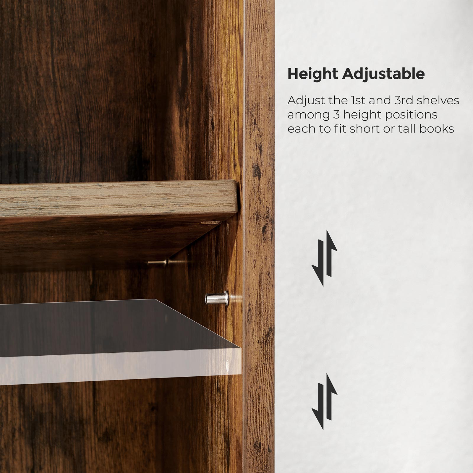 4-Tier Open Bookcase with Adjustable Storage Shelves - HWLEXTRA 