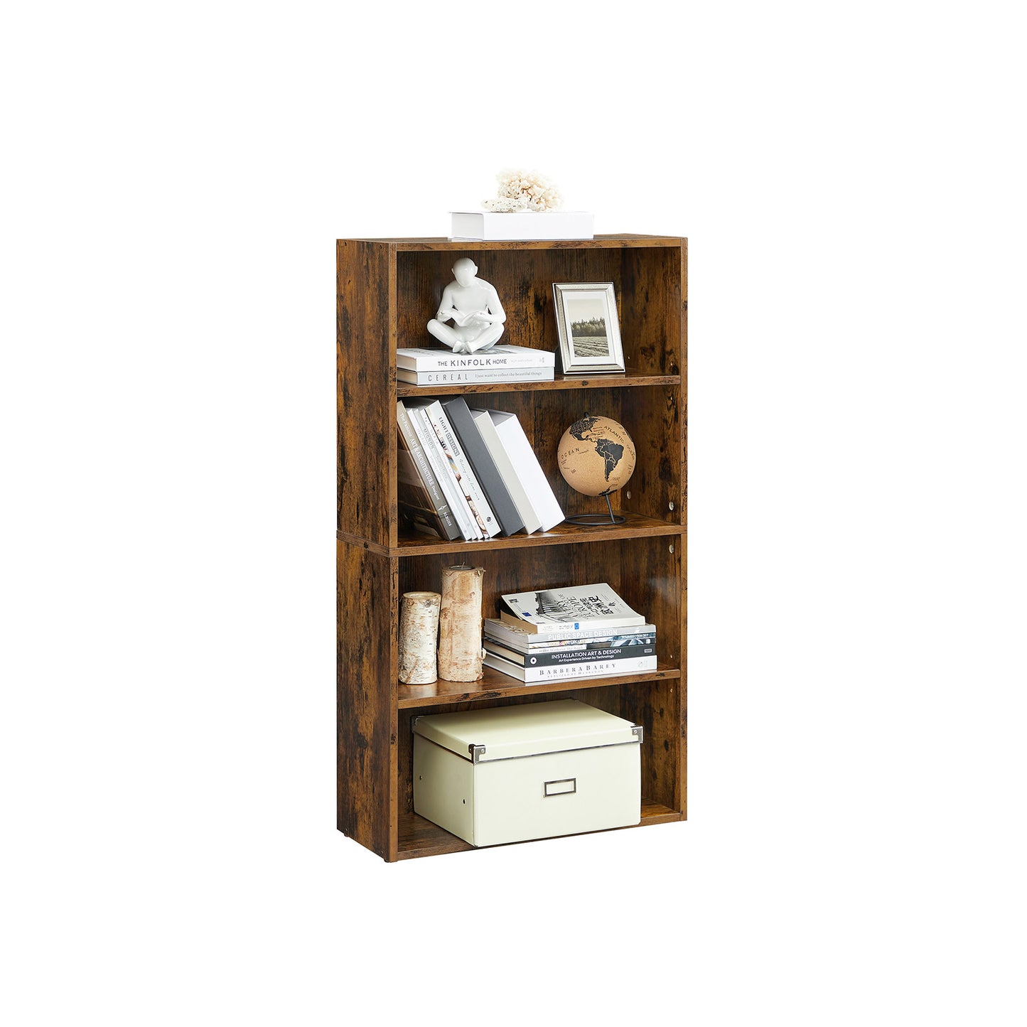 4-Tier Open Bookcase with Adjustable Storage Shelves - HWLEXTRA 