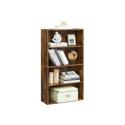 4-Tier Open Bookcase with Adjustable Storage Shelves - HWLEXTRA 