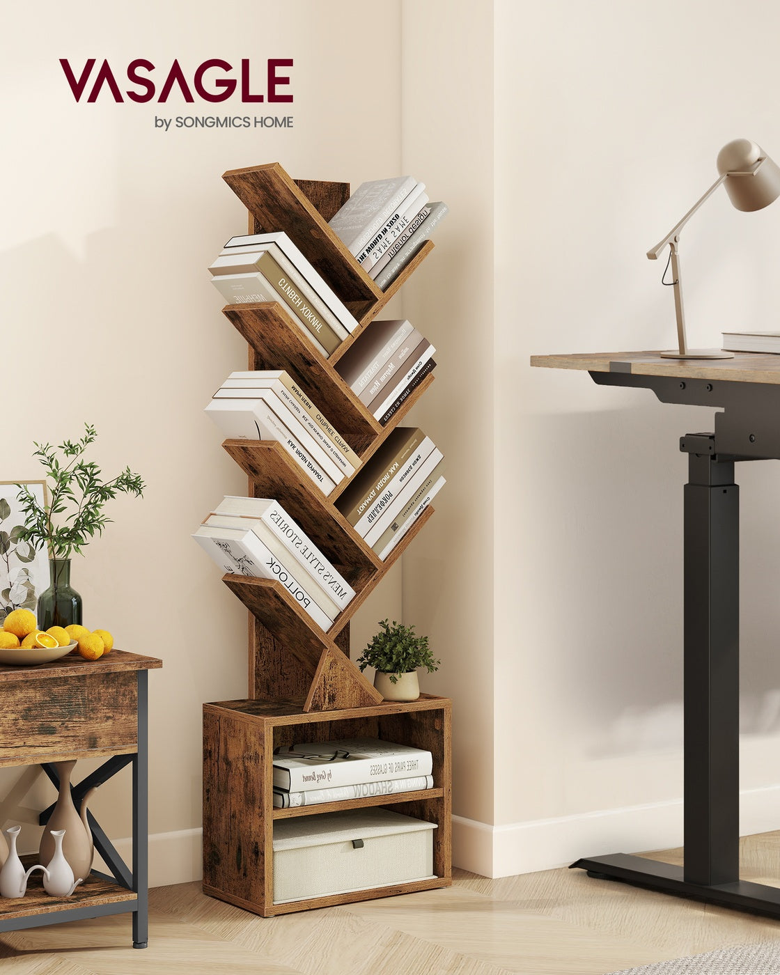 Modern tree bookshelf with cabinet - image 2