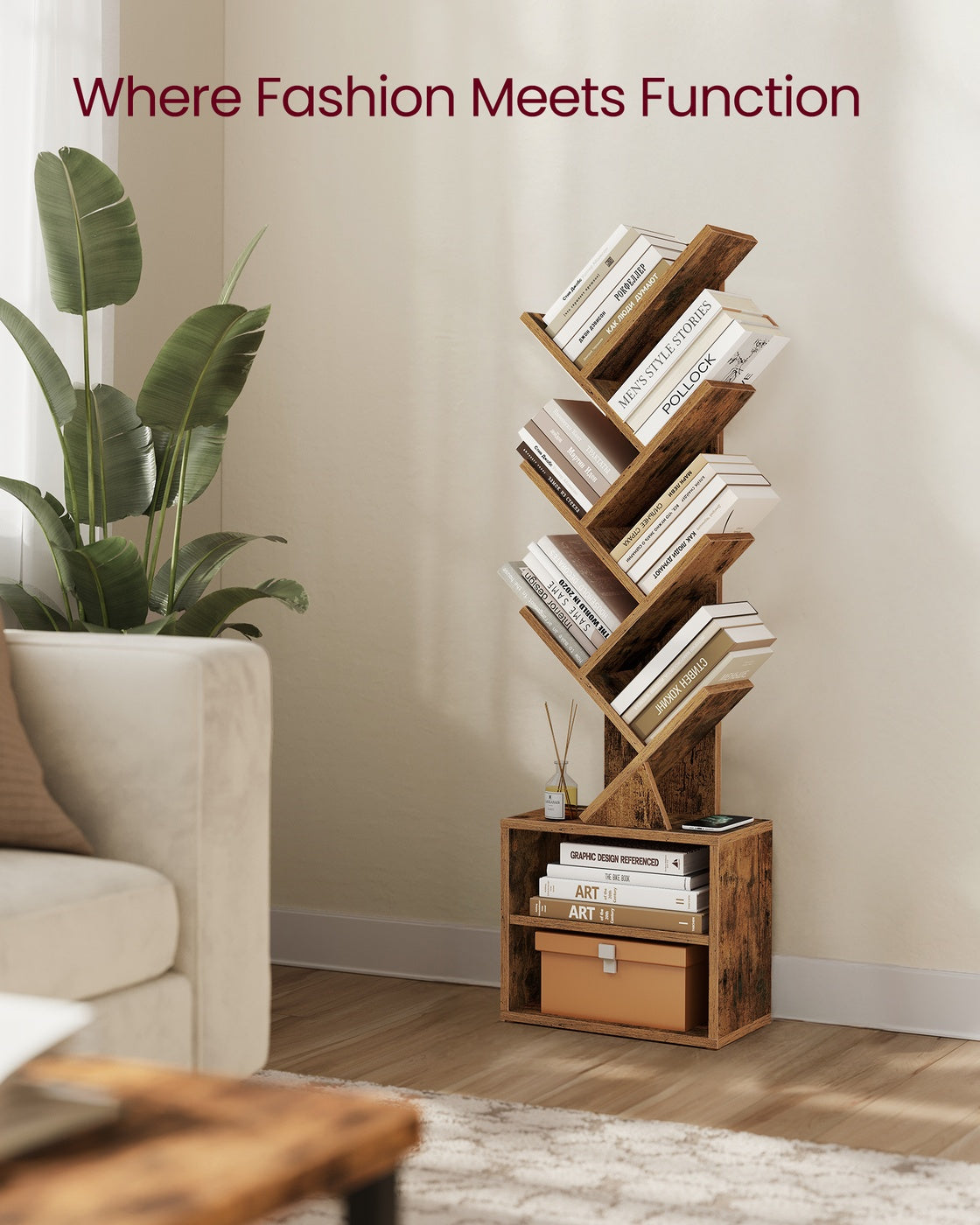 Modern tree bookshelf with cabinet - image 3
