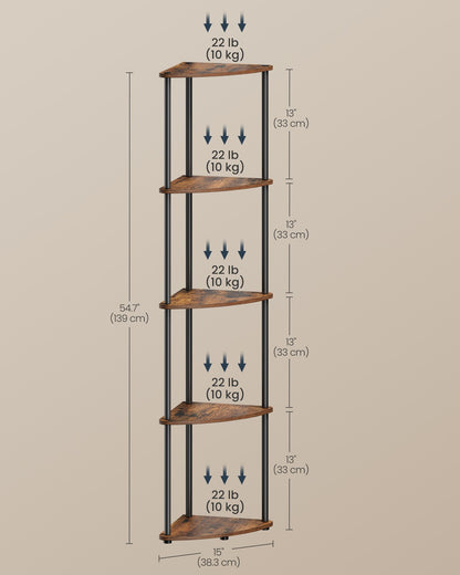 Corner Shelf, Superfast Toolless Assembly, 5-Tier Corner Standing Shelf, Corner Shelf Stand
