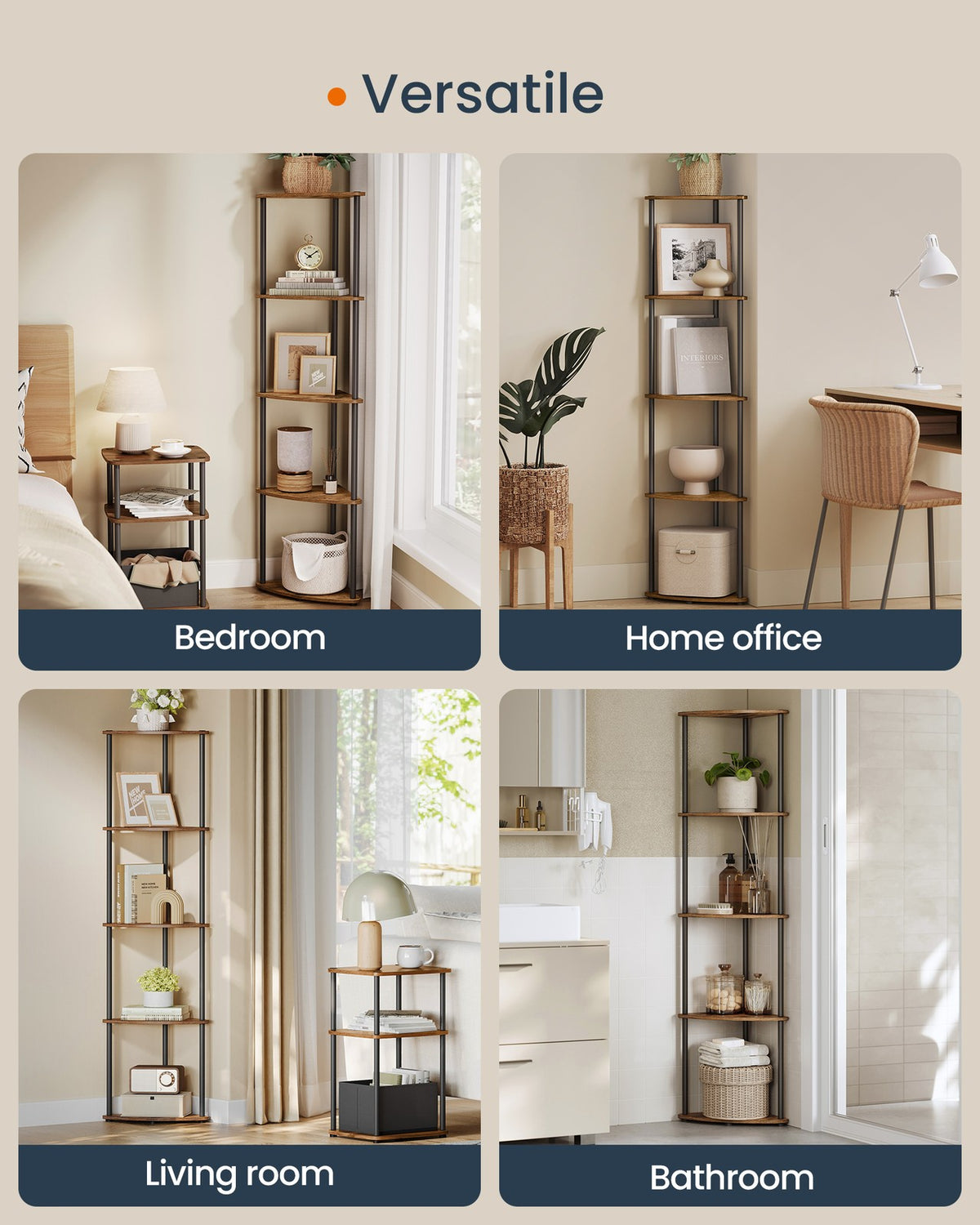 Corner Shelf, Superfast Toolless Assembly, 5-Tier Corner Standing Shelf, Corner Shelf Stand