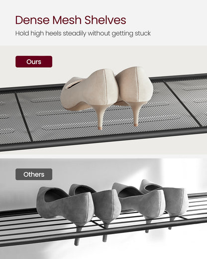 Shoe Rack, Shoe Organizer for Closet with 4 Mesh Shelves and Large Top for Bags