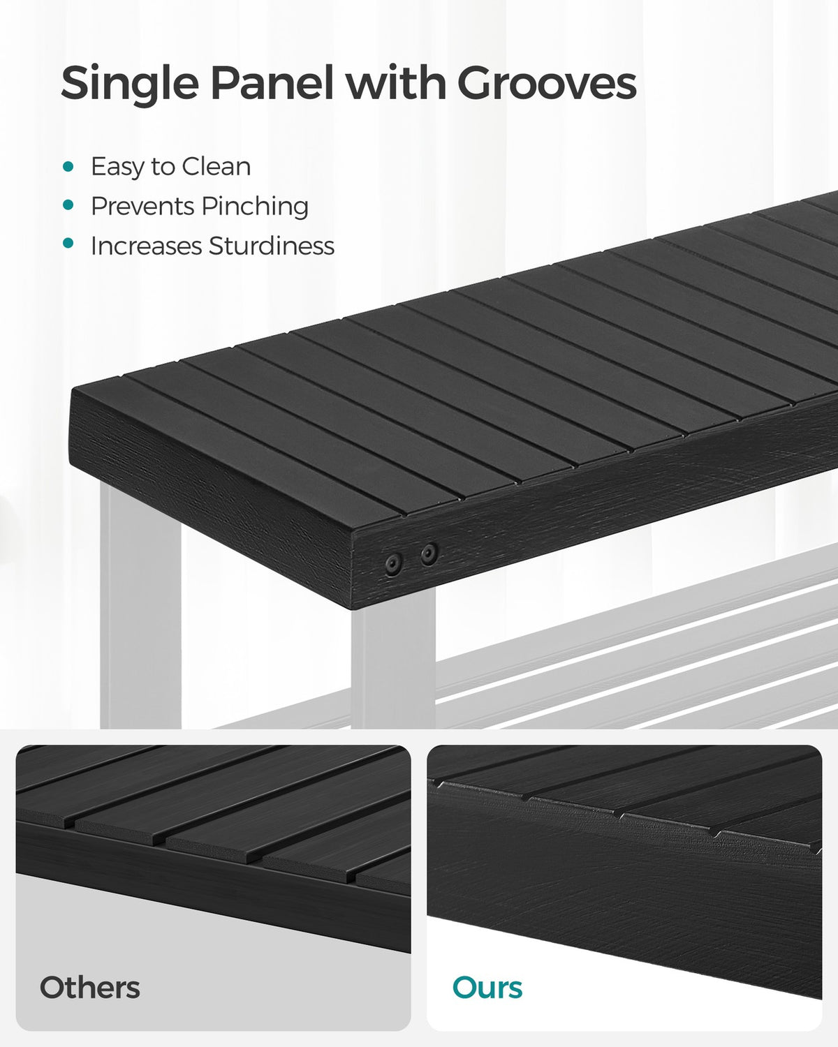 Black Shoe Rack Bench, 3-Tier Bamboo Shoe Organizer, Storage Shelf