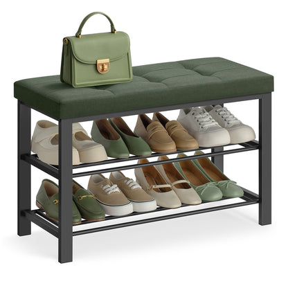 3-Tier Shoe Rack for Entryway Organizer with Foam Padded Seat
