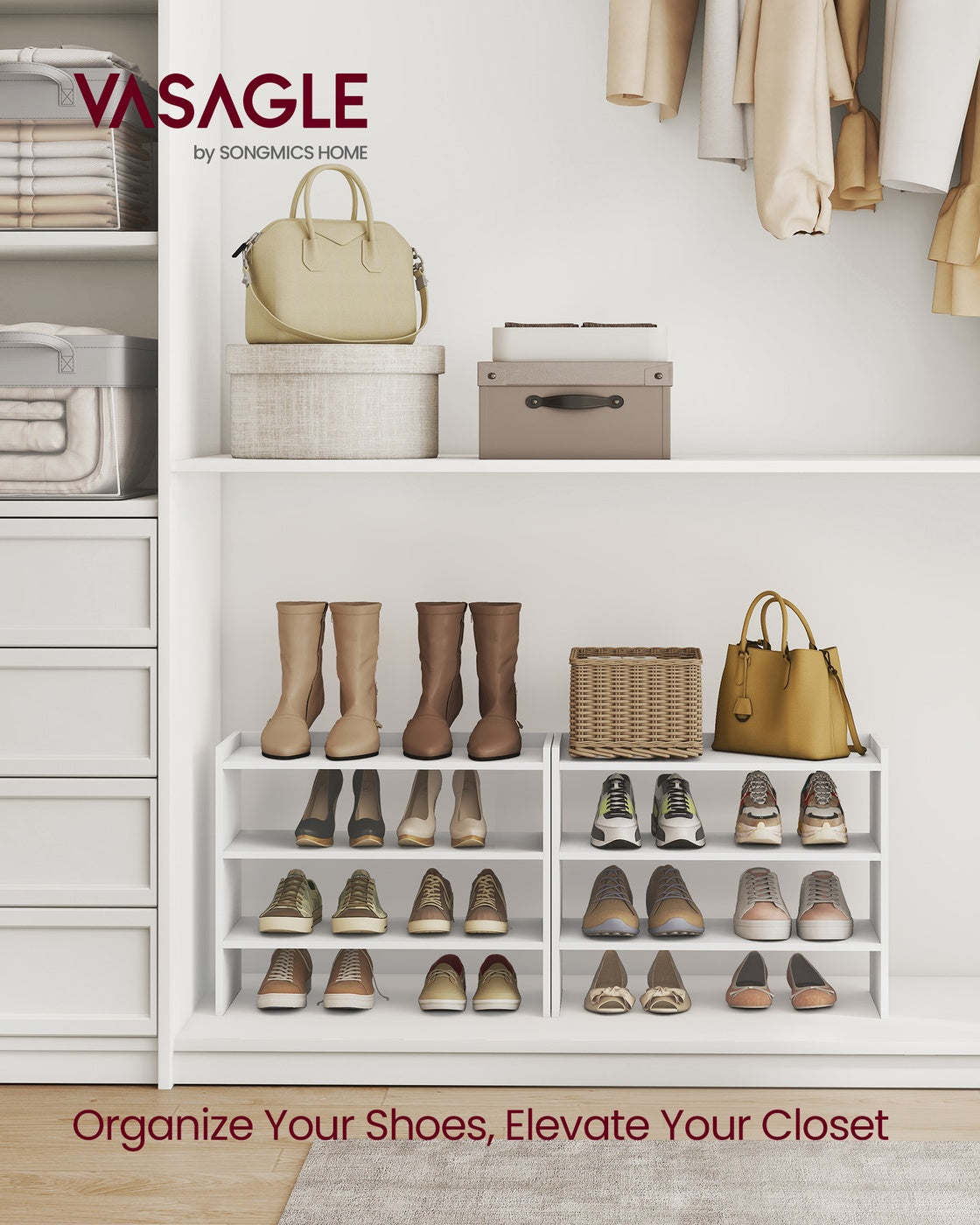 Stackable shoe rack shelf for closet or entryway 2 Tiers - image 16
