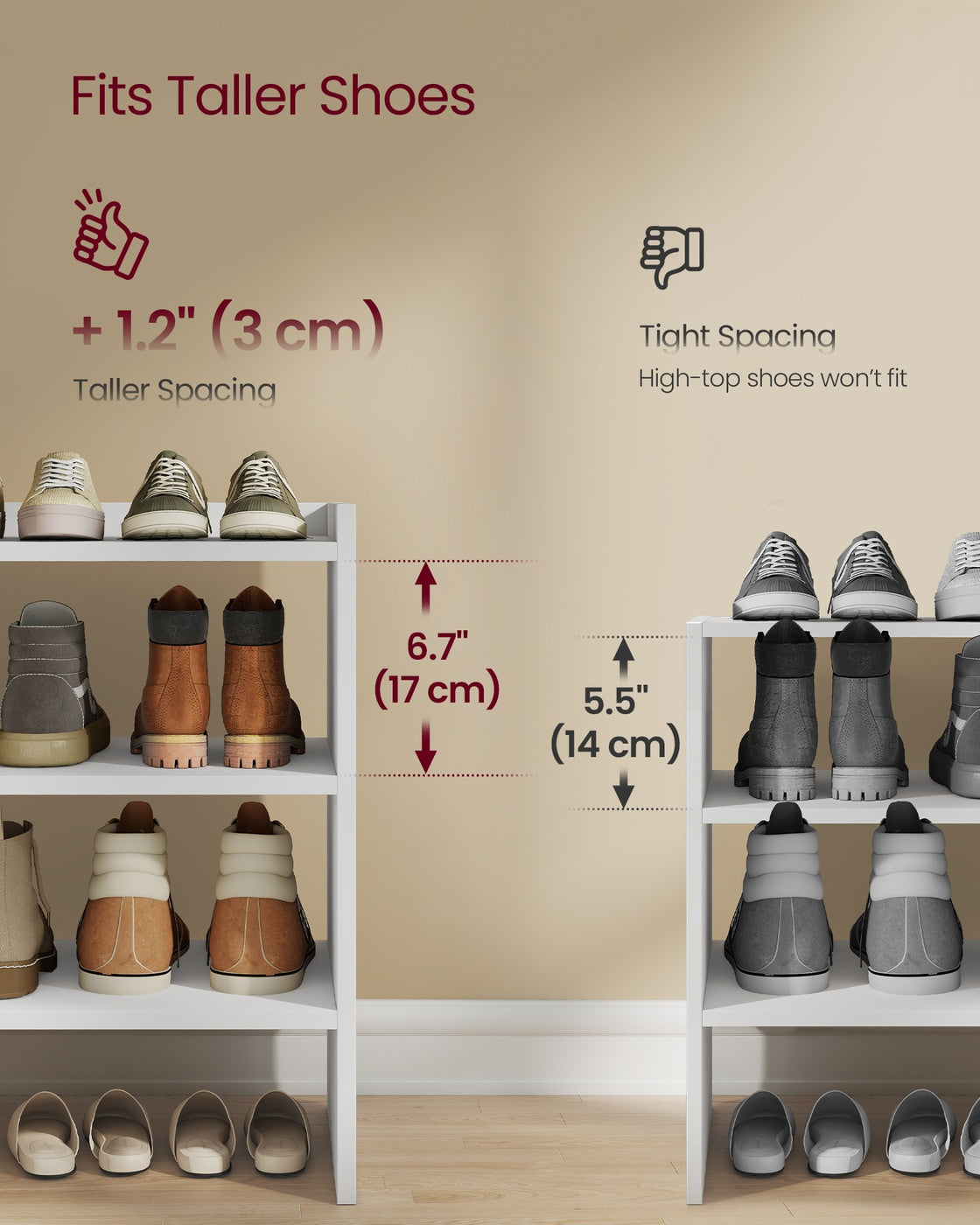 Stackable shoe rack shelf for closet or entryway 2 Tiers - image 17