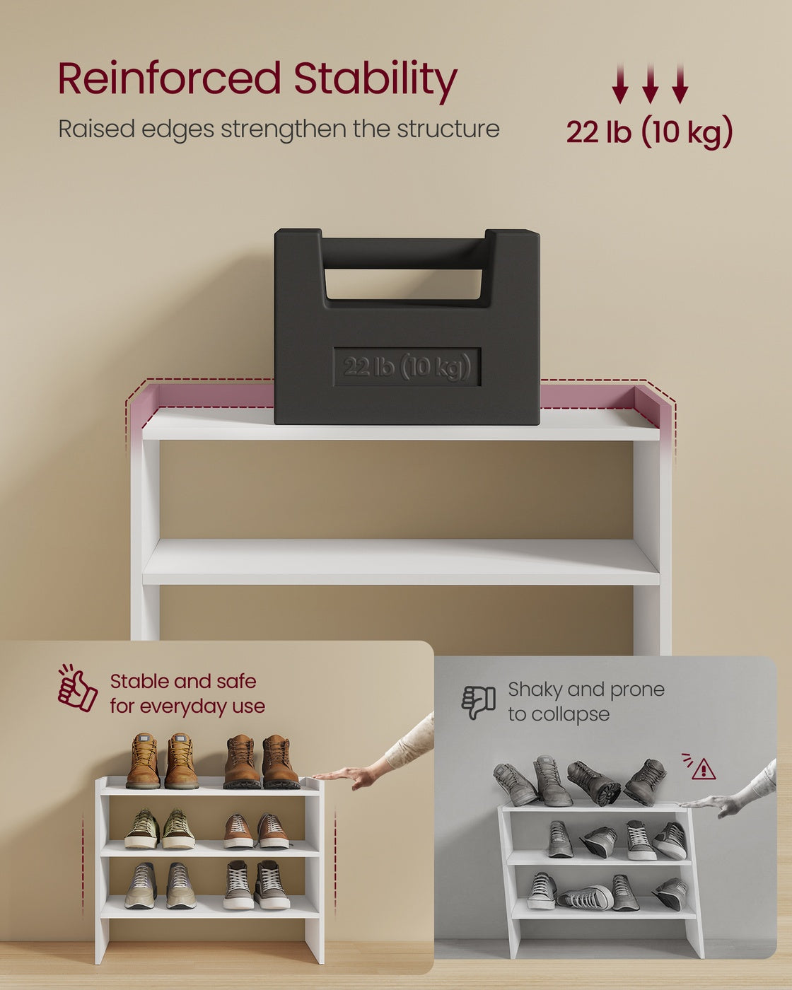 Stackable shoe rack shelf for closet or entryway 2 Tiers - image 18